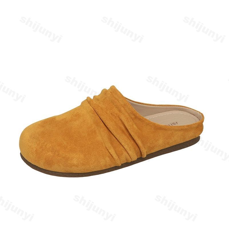 Мода 2025 Весна Лето Новая Мода Женская Обувь Нескользящая Обувь на Плоской Подошве Уличные Удобные Повседневные Полушлепанцы для Женщин