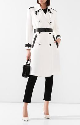 Пальто тренч женское стильное белое из натуральной кожи ягненка ручной работы для вечеринок