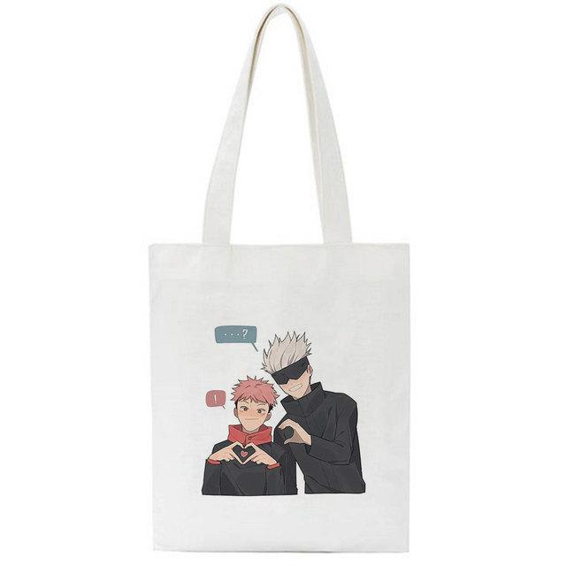 Summer Jujutsu Kaisen Anime Shoulder Canvas Bags Casual Large-capacity Punk Fashion Tote Cartoon Harajuku Kawaii Women Bag