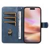 For iPhone 16 Plus Leather Case T-Shaped Lines Flip Phone Cover