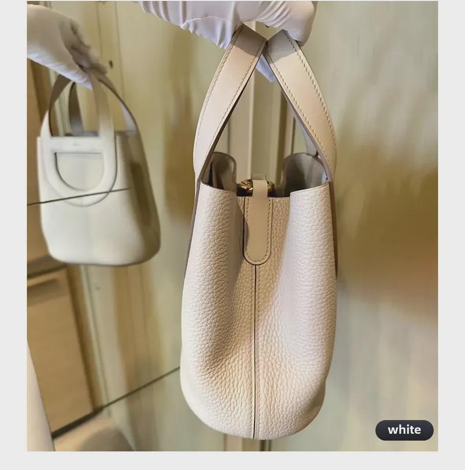 2023 Женская сумка-ведро большой вместимости Pig Nose, первый слой из коровьей кожи, стиль Commuter