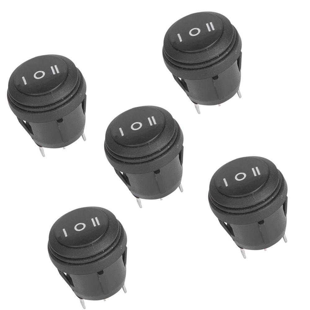 5PCS 3 Position Round Rocker Switch 3 Pin SPST Switch Durable Rocker Switch  Vehicle