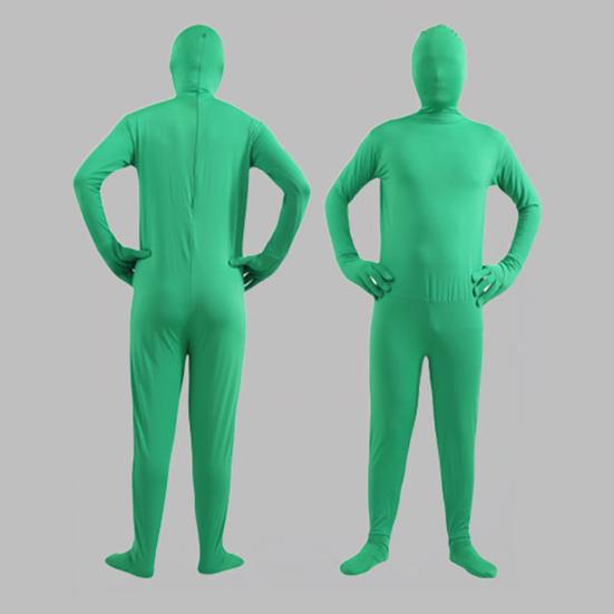 Halloween Jumpsuit Tight Fit Breathable Long Sleeves Hooded Elastic Solid Color Invisible Jumpsuit