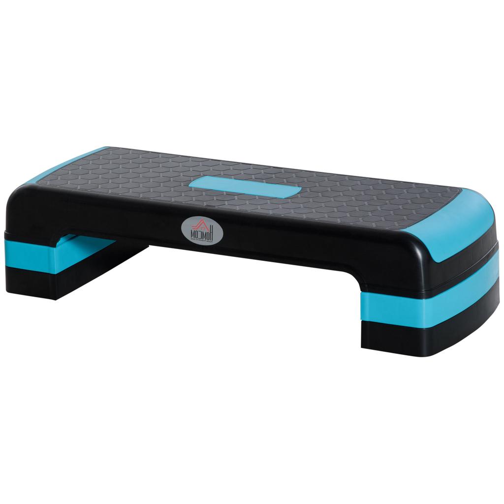 Aerobic Step with 3-Level Adjustable Heights for Home, Office Exercise, Black and Blue