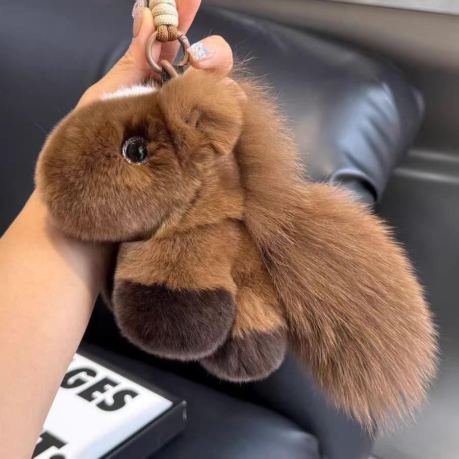Брелок для ключей Пони из меха кролика Рекс: Милая Мультяшная Лошадка Кукла Подарок на Мероприятие
