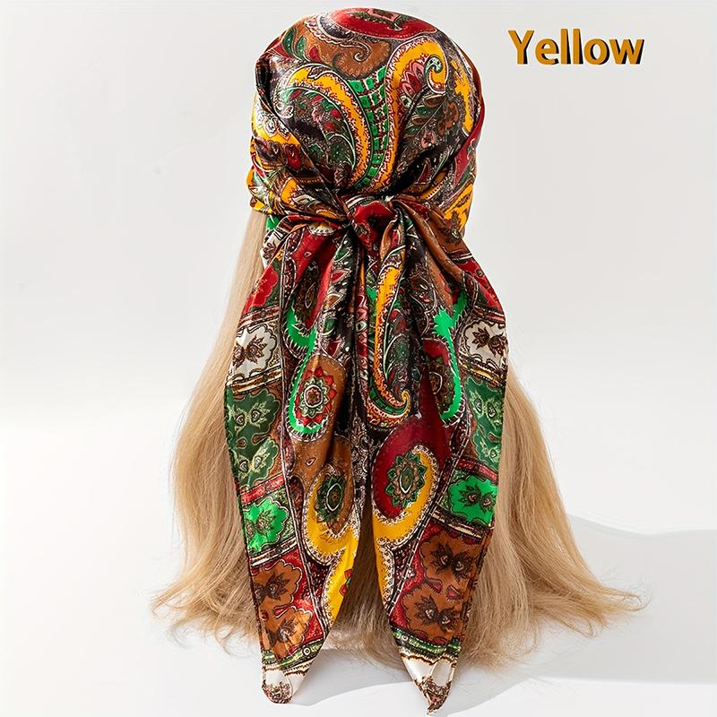 Silk Shawl Satin Square Scarf For Women Flower Neckerchief Female New Headband Hair Bands Print Foulard Hijab Wraps Bandana