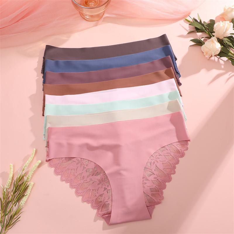 FINETOO Бесшовные трусики из ледяного шелка для женщин с узором в перспективе, бесшовное нижнее белье, удобные трусы