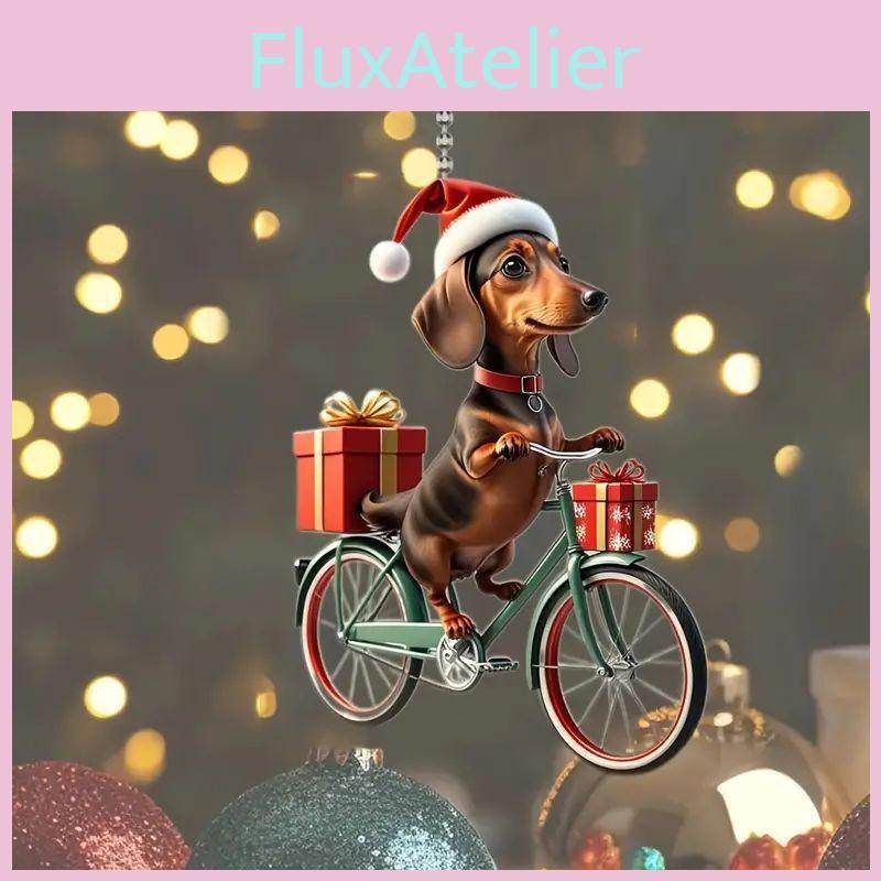 Christmas Acrylic Dog Pendant Car Ornament Cartoon Style For Auto Interior Decor