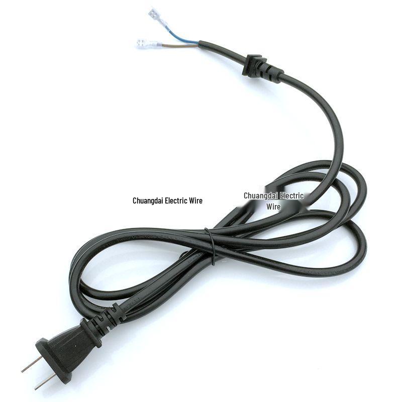 Two-Pin Power Cord with Tail Clip and Stripped Ends, 2-Core Switch AC Plug