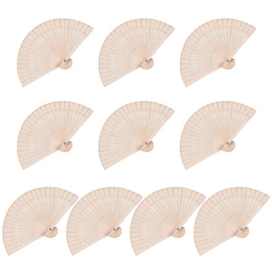 1/10/20Pcs Wooden Folding Fan Hollow Portable Fan Summer Hand Held Ribs Wedding Desktop Decoration