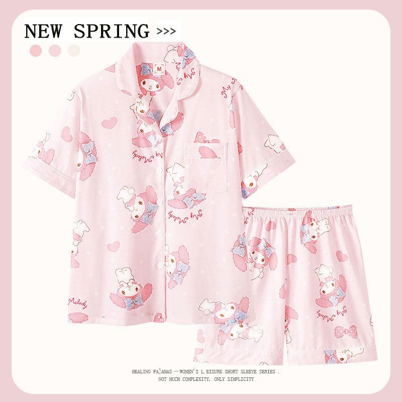 "Crayon Shin-chan" Large Size Women's Pajamas Women's Summer Short Sleeve Japanese Student Cartoon Cute Loungewear Set