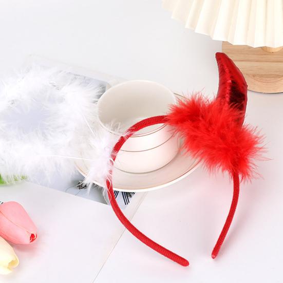 Повязка на голову с декором в виде рога дьявола, плюшевая ткань ручной работы, легкий эластичный дизайн, обруч для волос, аксессуары для косплея, вечеринок, Хэллоуина