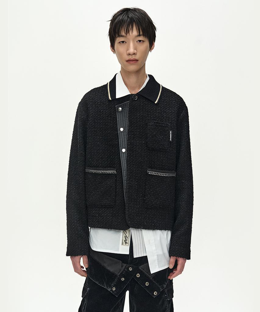 Adsb Andersson Bell Knit Collar Tweed Cardigan (Black)