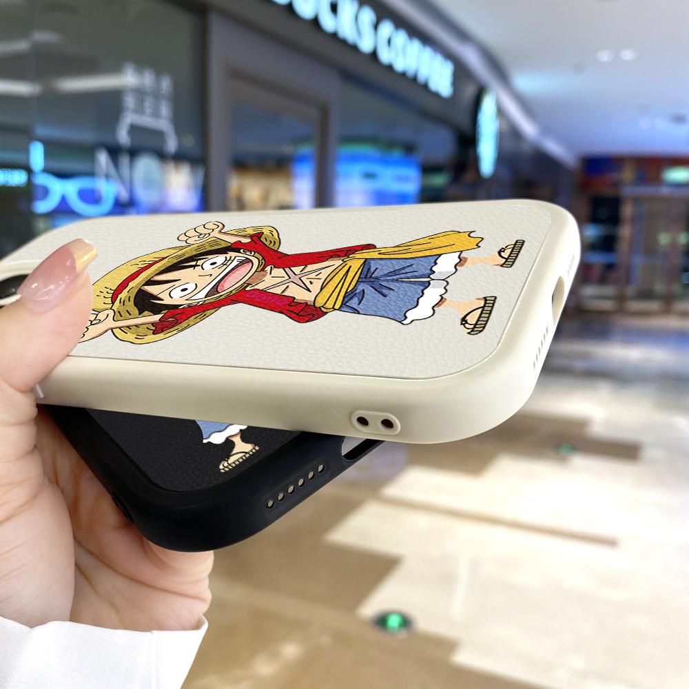 Slim Cartoon Luffy Leather Back Casing PU Leather Cover Phone Case for Samsung Xiaomi Poco Redmi
