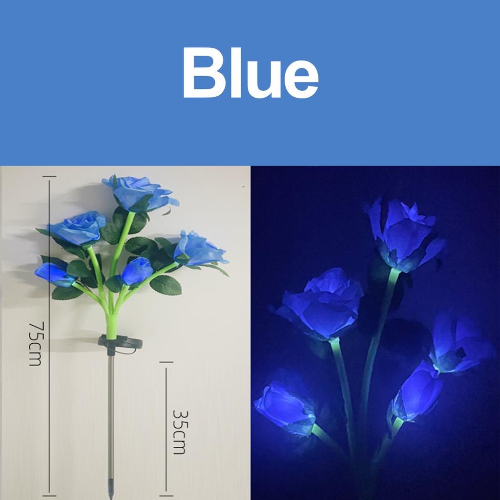 5 Heads Solar Light Yard Lights Outdoor Garden Lighting For Fence White Fence Flowers Roses Flower Lamp Flood Patio Pathway Blue