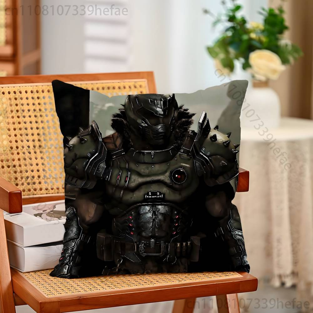 DDoomslayer Game Pillow Case Plush Pillow Cases Home Decoration Pillow Cover for Sofa Bed Chair Living Room