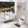 Занавеска для душа в ванной из четырех частей, цифровая печать, мраморная, водонепроницаемая, занавеска-перегородка для туалета, коврик для ванной
