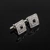 French Square Diamond Cufflinks Sleeve Staples Men'S Shirt Cufflinks Silver Diamond Premium Simple Business Cufflinks