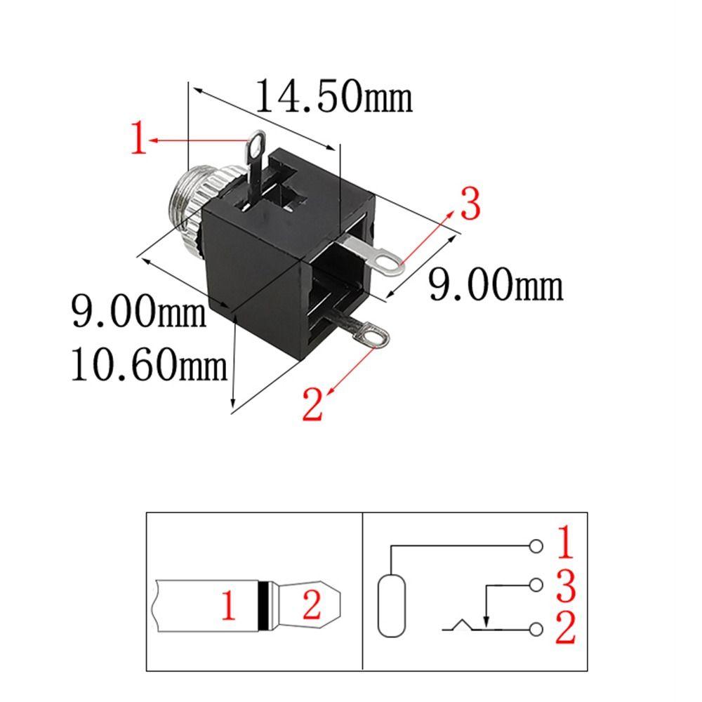 10Pcs Plastic Metal 3.5mm Mono Female Jack 3Pin DIP Headphone Socket DIY Electronic Project