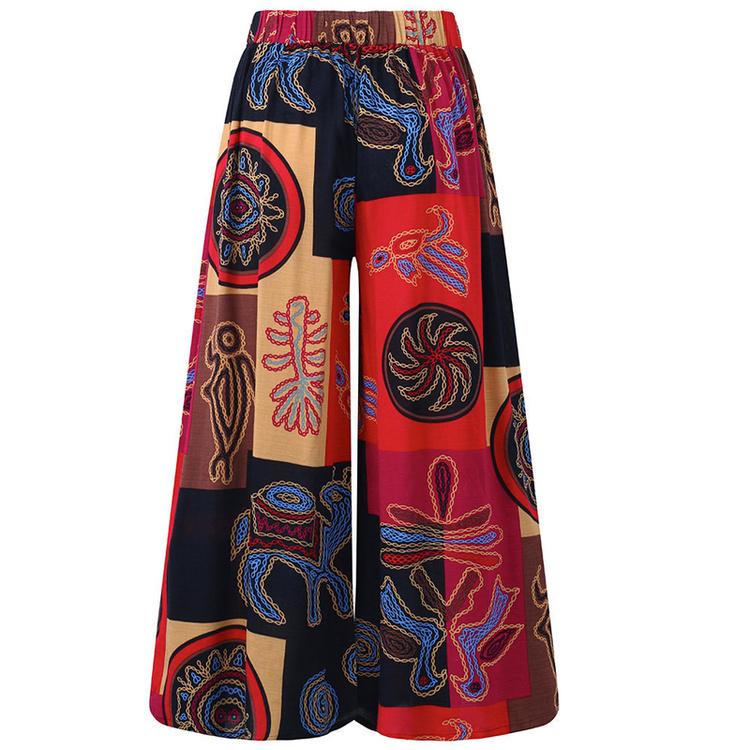 Bohemia Style Women Wide Leg Long Pants Female Large Size Loose Trousers