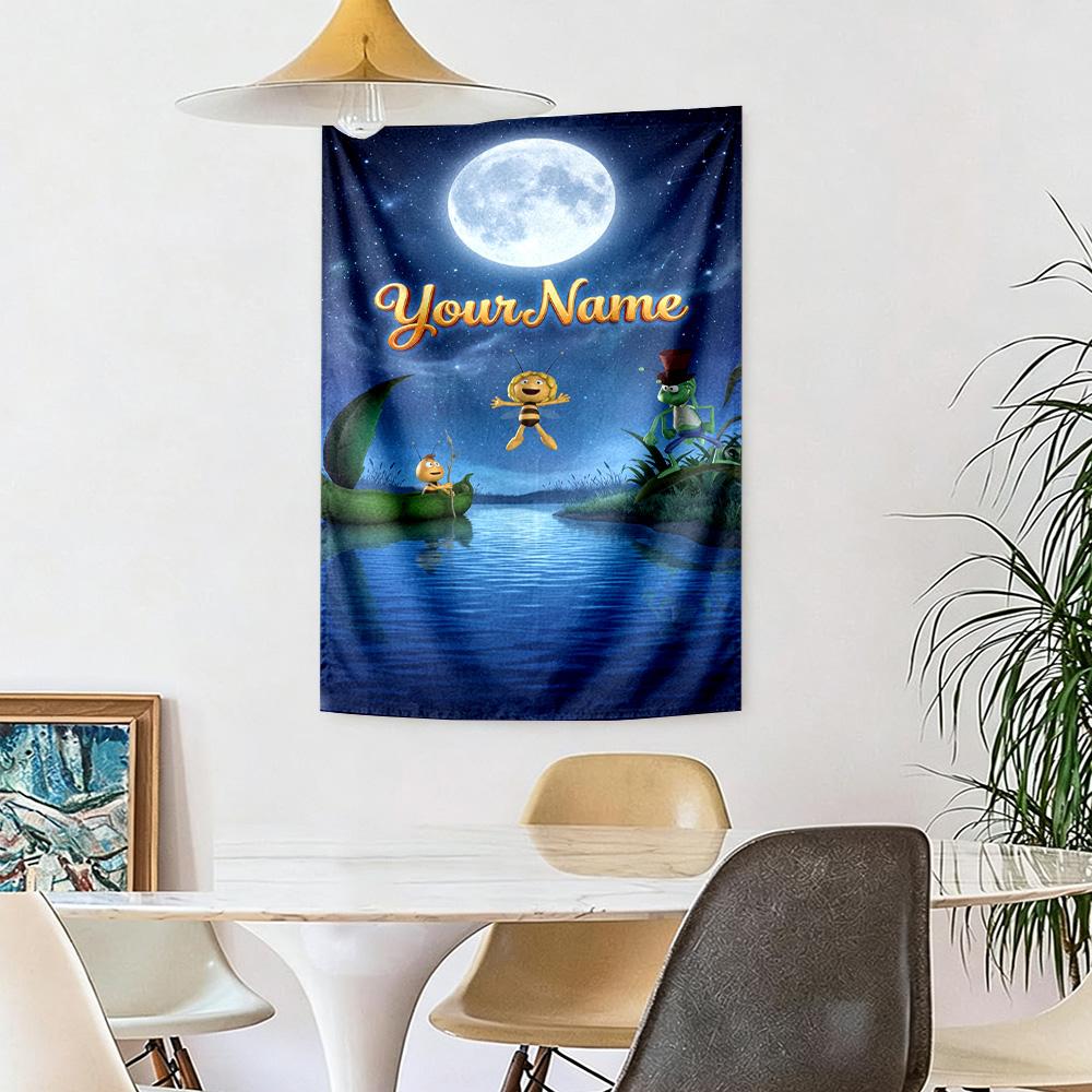 Biene Maja Custom Your Name Wall Decor Tapestry Art For Pet Memorial Birthdaywedding Party Backdrop Family Gift