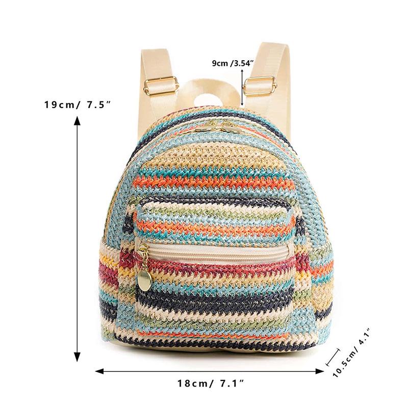 Женский соломенный рюкзак в этническом стиле с двухслойной молнией