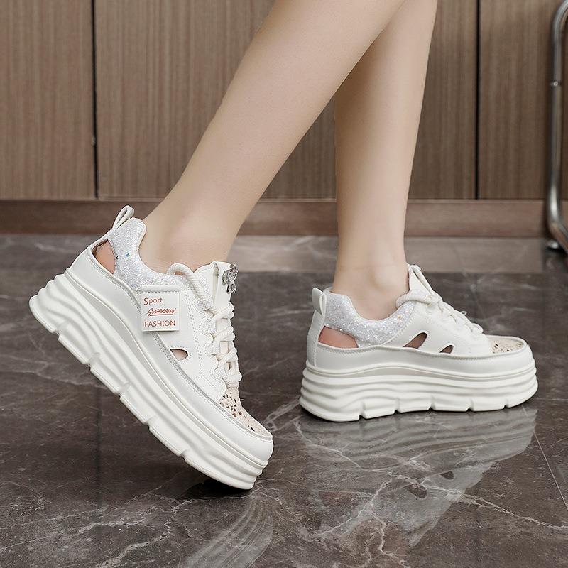 Fashion Women Fashion Sandals 2024 Summer New Breathable Hollow Out Platform Casual Shoes Designer Trend Increase Flat Shoe Mujer Verano