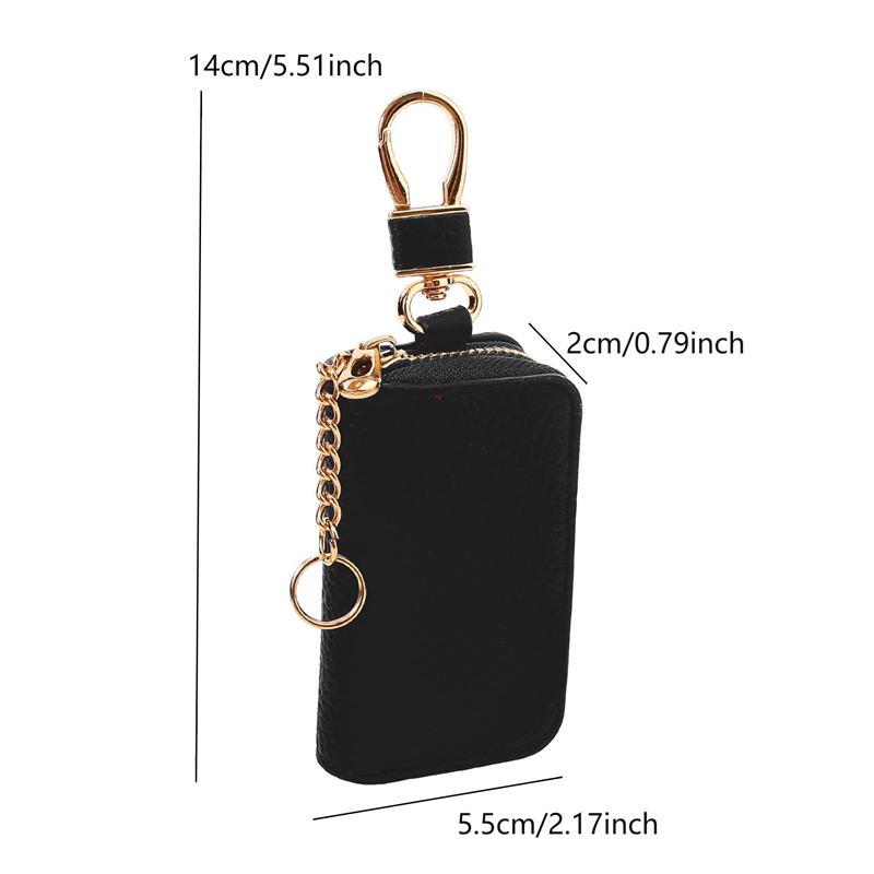 Litchi Pattern Car Key Bag Universal Model Men's and Women's Storage Key Leather Cover Mini Key Bag AVE