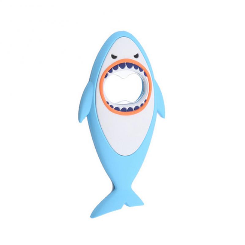 Creative Shark Shaped Bottle Opener Soft Rubber Strong Magnetic Refrigerator Magnet Home Reusable Easy To Install Bottle Opener