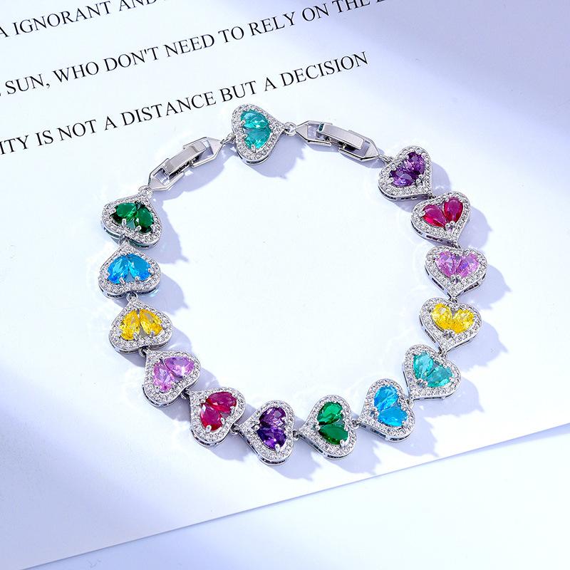 Water Drop Love Zircon Bracelet Copper Platinum Plated 17.5Cm Long Free Extension Buckle Color Treasure Bracelet
