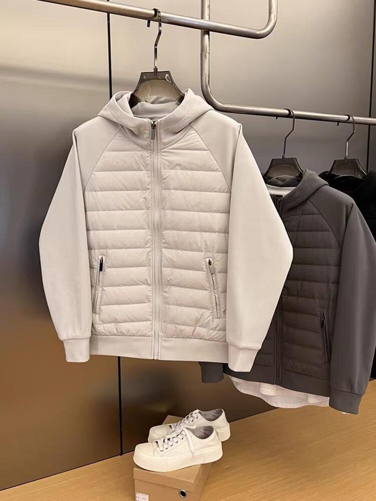 «Мужская зимняя модная хлопковая куртка с капюшоном»: Свободный, универсальный, повседневный, однотонный, парный дизайн».