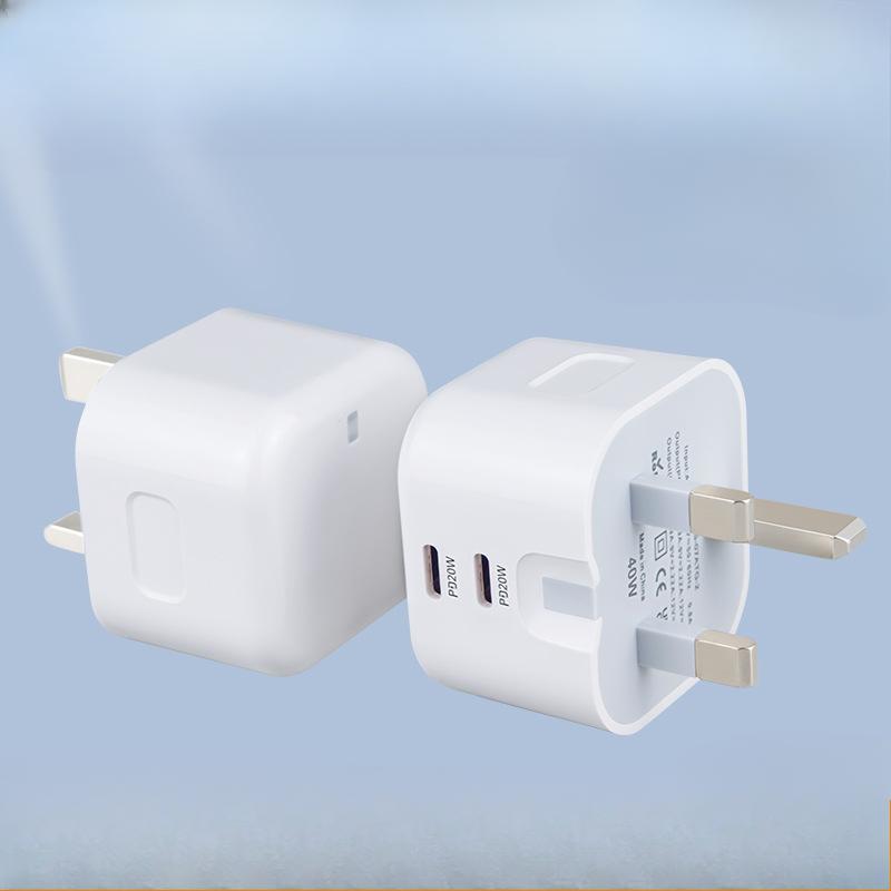 Новое двойное зарядное устройство для мобильного телефона с быстрой зарядкой PD20W британского стандарта, двухпортовое PD20W с индикатором, головка для быстрой зарядки