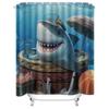 Fun Shark with Umbrella Waterproof Shower Curtain Heat Resistant Machine Washable Non-Transparent 180x180cm