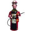 [R0665] - Red Firefighter 'Metal Sculpture' Bottle Holder - 24x10 Cm