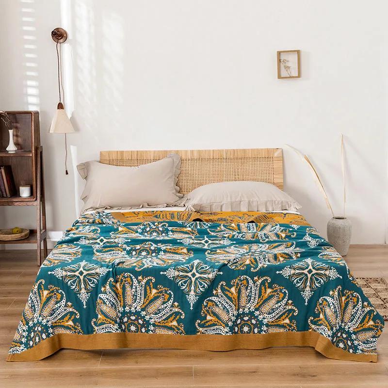Хлопковое одеяло в богемном стиле для кровати, этническое полотенце для дивана, мягкое одеяло и пледы, дышащая марля, крутое одеяло, покрывало королевского размера, простыня