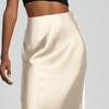Women Midi Skirt Mid-rise A-Line Solid Color Fishtail Skirt Smooth Fabric Office Lady Skirt Daily Wear