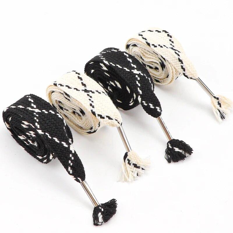 2.5CM Widened Black White Shoe Laces for Sneakers Flat Shoelaces Canvas Shoes Slippers Croc Shoelace Shoe Decoration 120CM/140CM