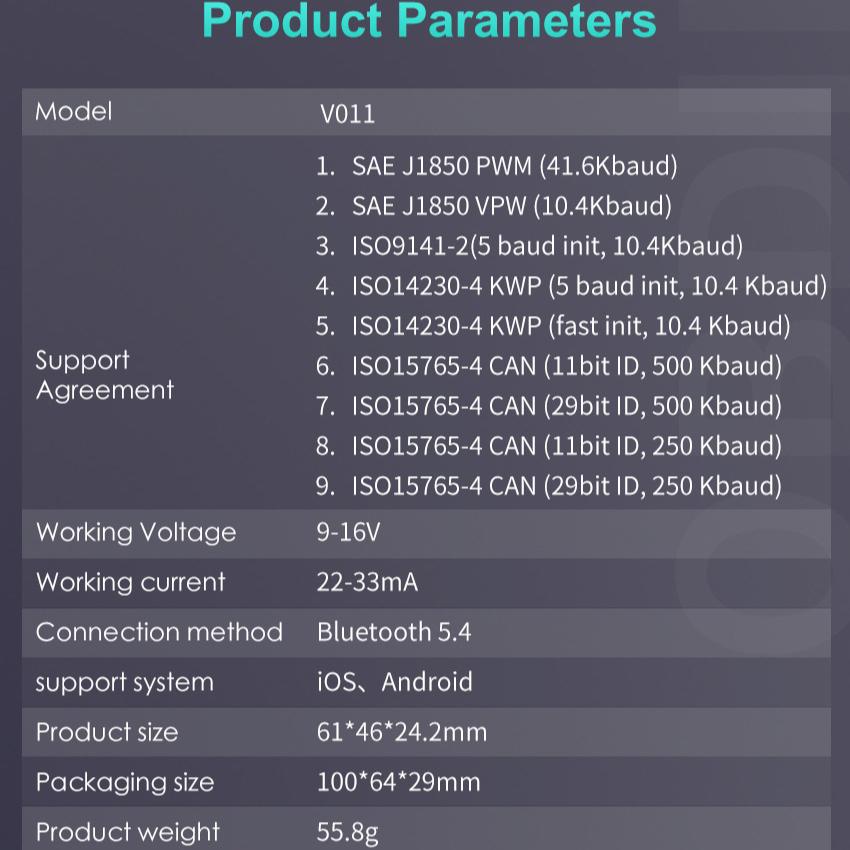 New V011 OBD2 Car Scanner Reader Bluetooth Wireless Auto Diagnostic Tool Clear Vehicle Engine Fault Code Reader For IOS/Android