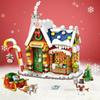 1 Set of Christmas House Model Building Blocks DIY Santa Sleigh Puzzle Assembly Bricks Kids Toys Holiday Gifts Home Decoration