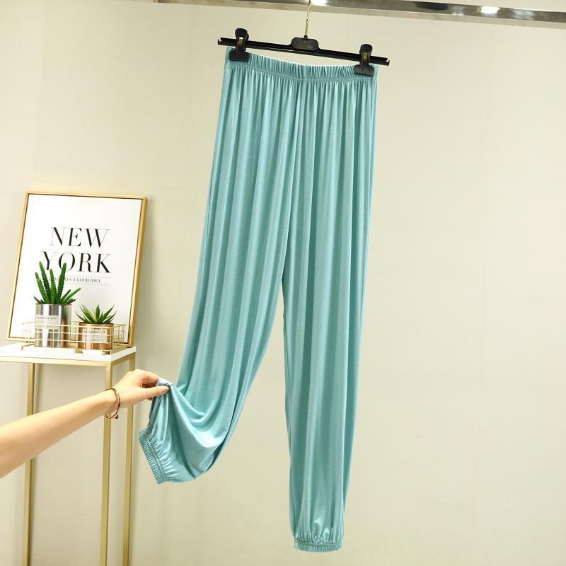Женские однотонные прямые брюки с карманами, зауженные брюки, широкие брюки с эластичной резинкой на талии, повседневные свободные брюки, повседневные брюки для йоги для отдыха