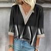 Женские повседневные свободные рубашки с кружевной отделкой и V-образным вырезом Топы с принтом Футболки Футболки