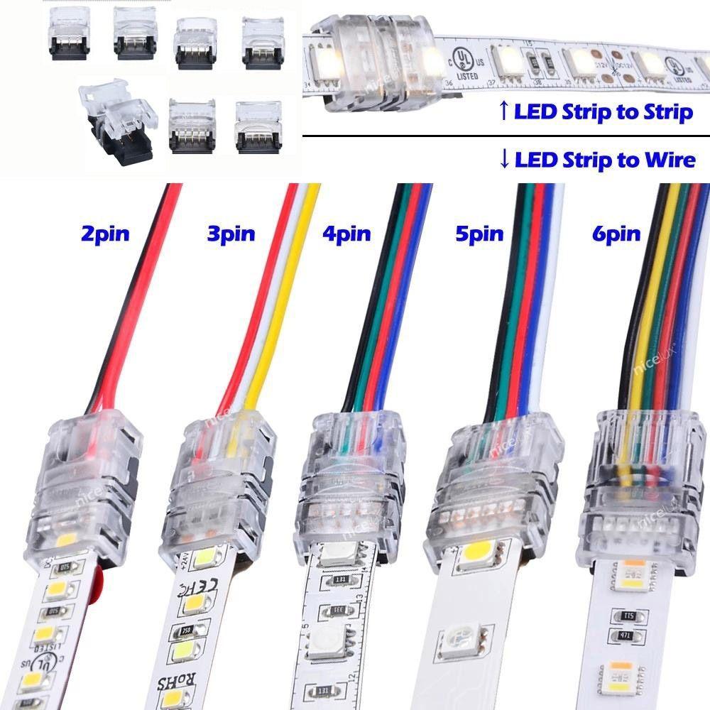 RGBWW 3528 LED Strip to Wire 5050 LED Strip Light Wire Connection LED Strips Connector Connectors
