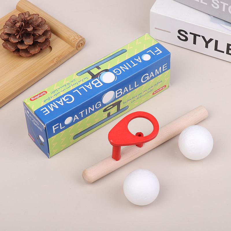 Wooden Suspension Ball Blower Sports Foam Balls Floating Kids Blow Pipe And 2 Balls Game Stress Reliever Balance Blowing Toy