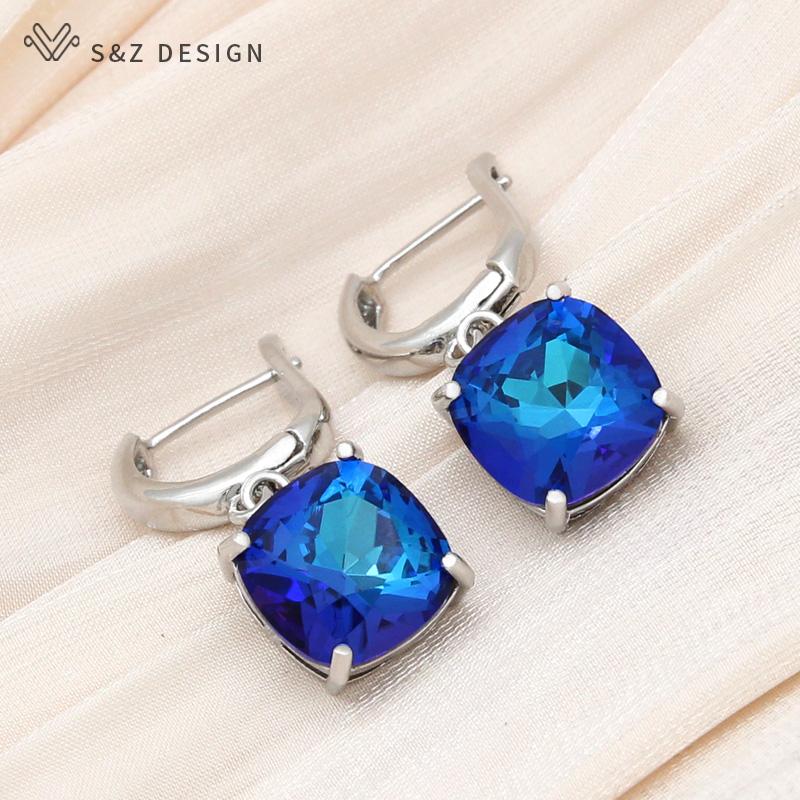 Модные классические простые квадратные серьги-капли с кристаллами для женщин, свадебные украшения, серьги цвета розового золота, подарок