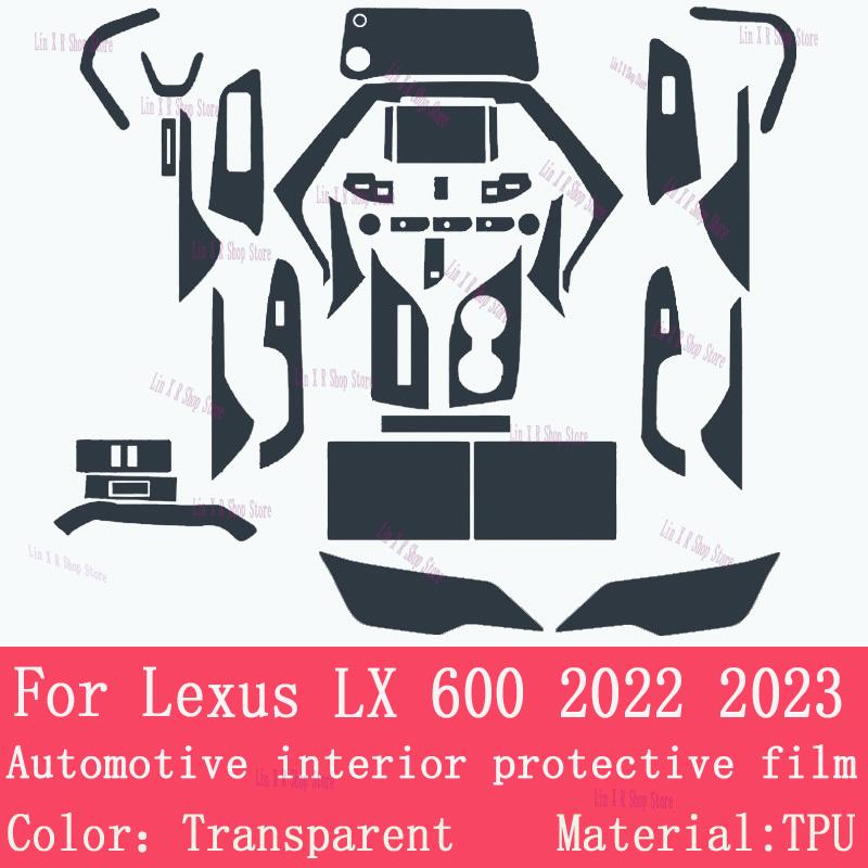 For Lexus LX 600 Navigation Center Console Gear Panel Screen TPU Car Interior Protective Film Anti-Scratch Sticker
