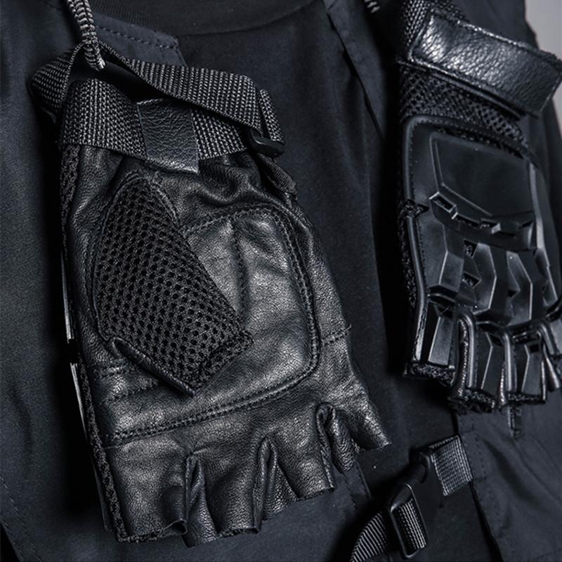 2026 Панк Хип-хоп Техно-wear Тактические перчатки без пальцев Мужские Уличные Повседневные Guantes Мотоциклетные Спортивные перчатки без пальцев