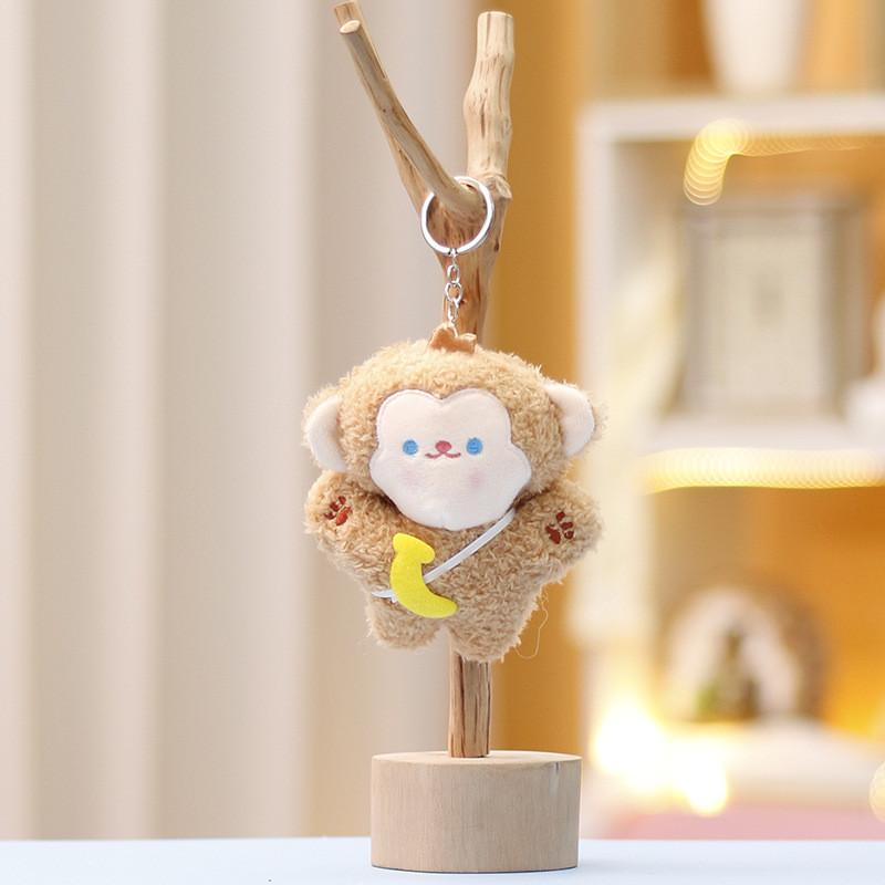 Rabbit Panda Keychain Cute Cartoon Girl Backpack Decorative Pendant Plush Doll