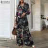 Women Cotton Outfits Long Sleeve Blouse and Pants Print Two Piece Suit Sets