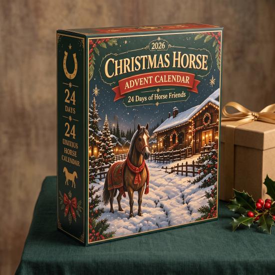 Holiday Surprise Gift Box Christmas Pony Advent Calendar, 24-Day Acrylic Ornament Set with Mini Decoration for Home Horse Figures, Tree