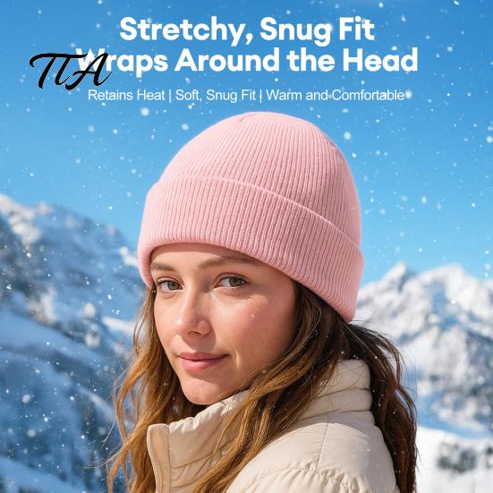Soft Polyester Hat Knitted Winter Hat, Unisex Thick Thermal Skull Cap, Cozy Windproof Casual Outing Warm Knit for Men Women Outdoor Hiking Jogging